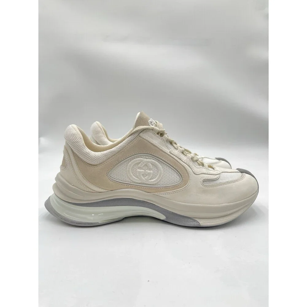 GUCCI Run GG White/Beige Leather Low Top Sneakers UK Size 6 - Picture 1 of 6